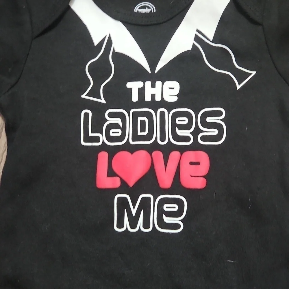 The Ladies Love Me Onesie Black  / Red 3-6 Months Have matching Sibling Shirt 2T